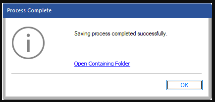 Process Complete dialog box